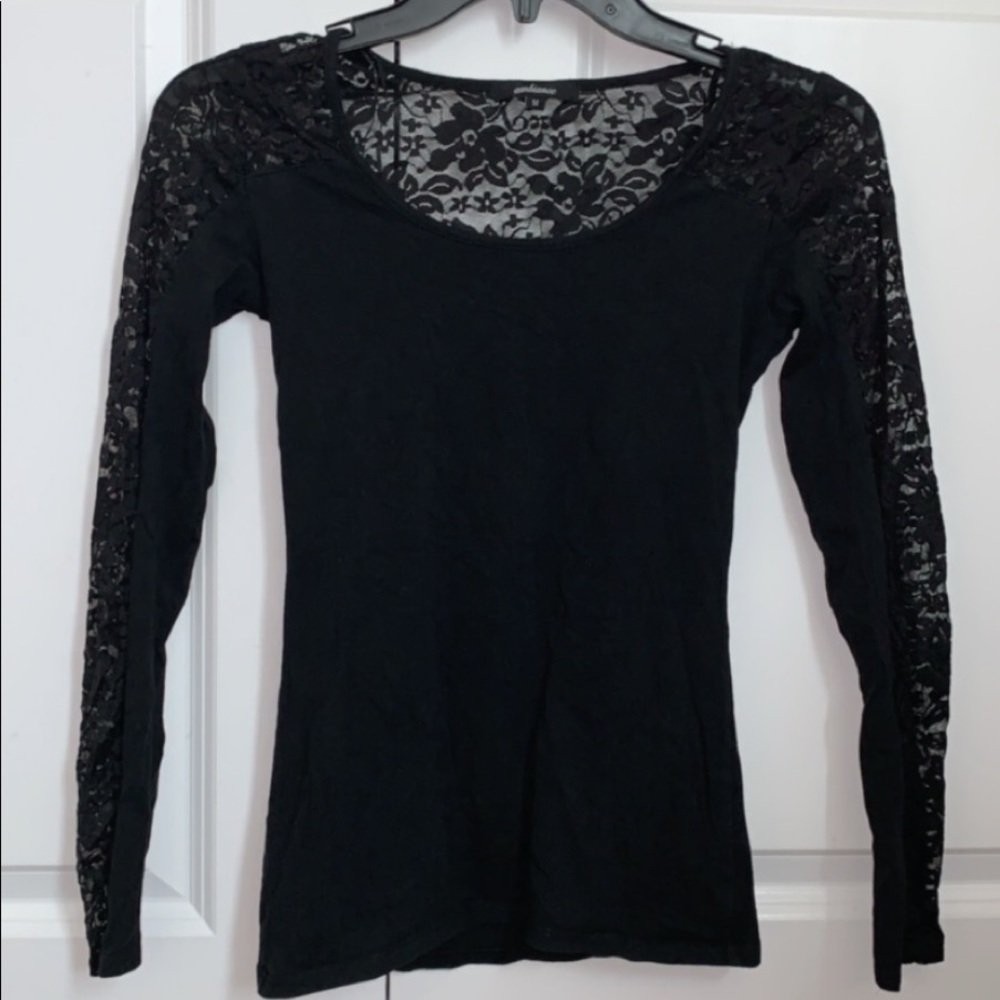 black lace long sleeve shirt